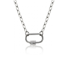 CHOKER CHUNKY CARABINER SHACKLE Z CYRKONIAMI- R.R.25 NASZYJNIK KRÓTKI ŁAŃCUCH PUNKOWY ROCKOWY BIŻUTERIA ZE STALI MODNY