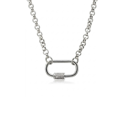 CHOKER CHUNKY CARABINER SHACKLE Z CYRKONIAMI- R.R.26 BIŻUTERIA ZE STALI Z CYRKONIAMI KTÓTKI NASZYJNIK OBROŻA