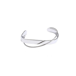 BRANSOLETKA CUFF MIRROR ASYMETRYCZNA SREBRNA- R.R.26 BIZUTERIA ZE STALI SZTYWNA PÓŁOTWARTA BRANSOLETKA