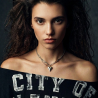 CHOKER CHUNKY Z ZAWIESZKĄ W KSZTAŁCIE SERCA SREBRNY- R.R,26