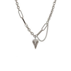 CHOKER CHUNKY Z ZAWIESZKĄ W KSZTAŁCIE SERCA SREBRNY- R.R.26 BIŻUTERIA ZE STALI REGULOWANA NASZYJNIK