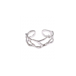 BRANSOLETKA CUFF ORGANIC LIQUID SREBRNA- STATEMENT PIECES MODNA BIŻUTERIA ZE STALI SZTYWNA PÓŁOTWARTA BARNSOLETA