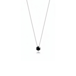 CHOCKER Z SOLITEROWĄ CZARNĄ CYRKONIĄ- SS.925 MINIMALISTYCZNY NASZYJNIK ZE SREBRA Z ZAWIESZKĄ ŁAŃCUSZEK