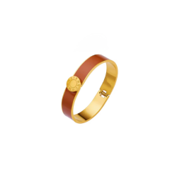 BRANSOLETKA BANGLE EMALIOWANA Z TARCZĄ ZEGAROWĄ MOCHA MOUSSE- STATEMENT PIECES BIŻUTERIA ZE STALI BANGLES SZTYWNA OTWIERANA