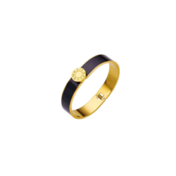 BRANSOLETKA BANGLE EMALIOWANA Z TARCZĄ ZEGAROWĄ CZARNA- STATEMENT PIECES BI,ŻUTERIA ZE STALI BANGLE SZTYWNA OTWIERANA