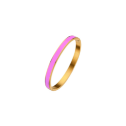 BRANSOLETKA BANGLE Z RÓŻOWO- FIOLETOWĄ EMALIĄ-RR.26 BIŻUTERIA ZE STALI BANGLE SZTYWNA OTWIERANA