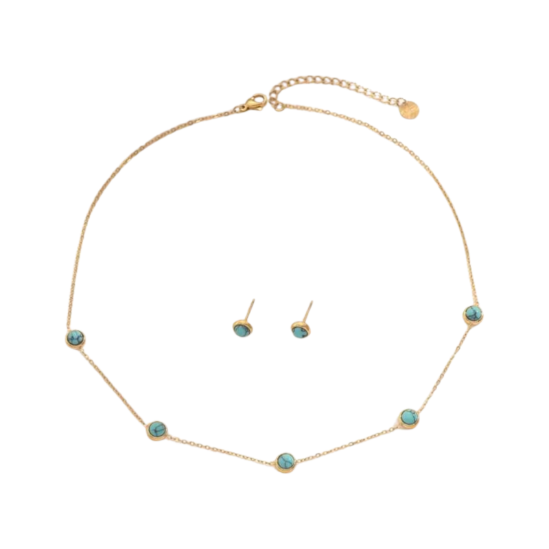 NASZYJNIK I KOLCZYKI Z TURKUSAMI- URBAN CHIC