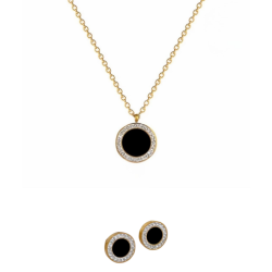 ŁAŃCUSZEK Z ZAWIESZKĄ I KOLCZYKI Z CZARNĄ EMALIĄ- THE MOMENT