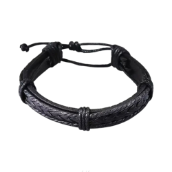 BRANSOLETKA REGULOWANA ZE SKÓRY I SZNURKA- RAW