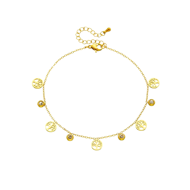 BRANSOLETKA NA KOSTKĘ DRZEWO Z KRYSZTAŁAMI- URBAN CHIC