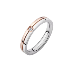 OBRĄCZKA TYTANOWA Z CYRKONIĄ- LUXE ROSE