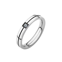 OBRĄCZKA Z TYTANU CYRKONIĄ I EMALIĄ- LUXE BLACK
