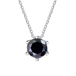 ŁAŃCUSZEK SREBRNY TYPU CHOKER I ZAWIESZKA Z CZRNYM MOISSANITEM- EBONIX