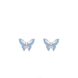 KOLCZYKI SREBRNE Z NIEBIESKĄ EMALIĄ- BLUE BUTTERFLY