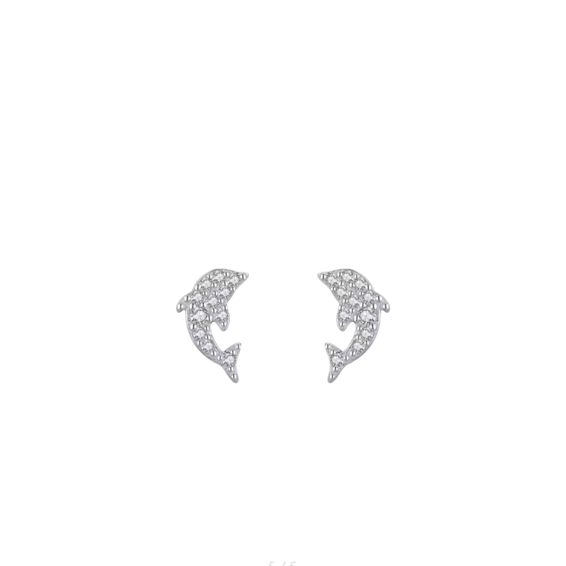 KOLCZYKI SREBRNE Z CYRKONIAMI- DIAMOND DOLPHIN
