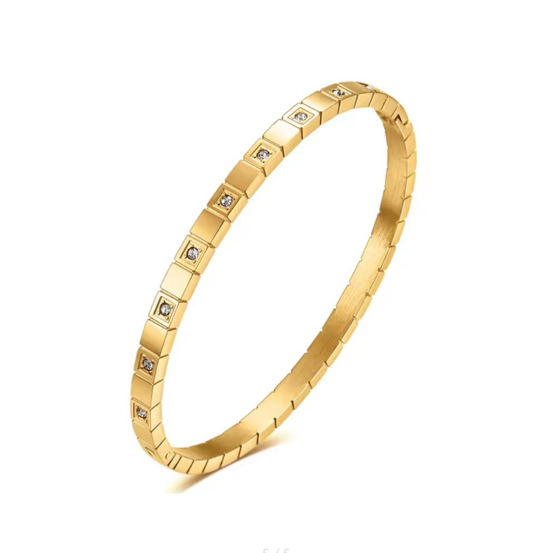 BRANSOLETKA BANGLE GRAWEROWANA Z KRYSZTAŁAMI- URBAN CHIC