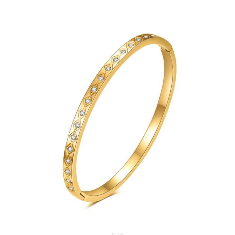 BRANSOLETKA BANGLE GRAWEROWANA Z KRYSZTAŁAMI- URBAN CHIC