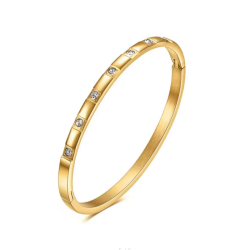 BRANSOLETKA BANGLE TŁOCZONA  Z KRYSZTAŁAMI- URBAN CHIC