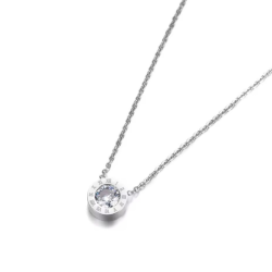 ŁAŃCUSZEK ZE STALI SZLACHETNEJ I ZAWIESZKA Z KRYSZTAŁEM- SILVER CIFRA