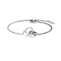 BRANSOLETKA KOŁA Z KRYSZTAŁAMI SREBRNA-URBAN CHIC