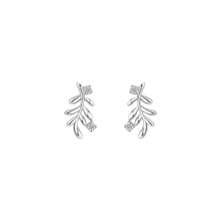 KOLCZYKI SREBRNE Z CYRKONIAMI-LEAF V2