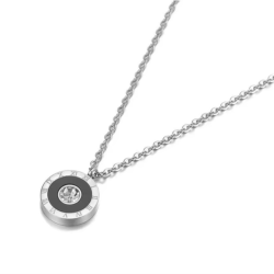 ŁANCUSZEK Z ZAWIESZKĄ ZE STALI SZLACHETNEJ Z KRYSZTAŁEM I EMALIĄ- CIFRA CRISTALLO SILVER