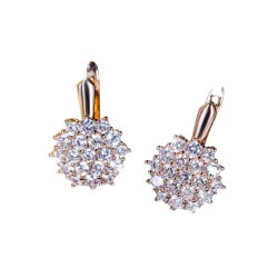 KOLCZYKI MIEDZIANE Z CYRKONIAMI- DIMOND ROSETTE ROSE GOLD
