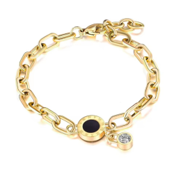 BRANSOLETKA ZE STALAI SZLACHETNEJ Z ZAWIESZKAMI - CIFRA CATENA GOLD