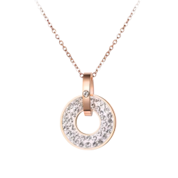 ŁAŃCUSZEK Z ZAWIESZKĄ TYTANOWY- RUOTA DI VETRO WHITE ROSE GOLD
