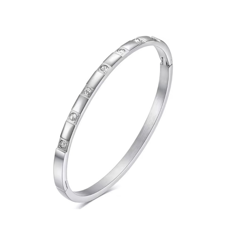 BRANSOELTKA BANGLE GRAWEROWANA Z KRYSZTAŁAMI- URBAN CHIC