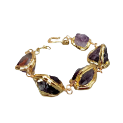 BRANSOLETKA Z SUROWYMI AMETYSTAMI- STATEMENT PIECES