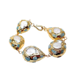 BRANSOLETKA Z GALAWANIZOWANYCH PEREŁ BAROKOWYCH PAVE- STATEMENT PIECES