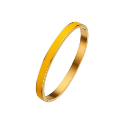 BRANSOLETKA BANGLE ZE STALI SZLACHETNEJ Z ŻÓŁTĄ EMALIĄ- URBAN CHIC
