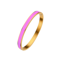 BRANSOLETKA BANGLE Z RÓŻOWO-FIOLETOWĄ EMALIĄ- URBAN CHIC