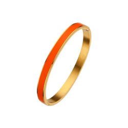 BRANSOLETKA BANGLE Z POMARŃCZOWĄ EMALIĄ- URBAN CHIC