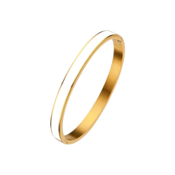 BRANSOLETKA BANGLE Z BIAŁĄ EMALIĄ- URBAN CHIC