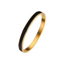BRANSOLETKA BANGLE Z CZARNĄ EMALIĄ- URBAN CHIC