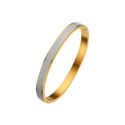 BRANSOLETKA BANGLE Z SZARĄ EMALIĄ- URBAN CHIC