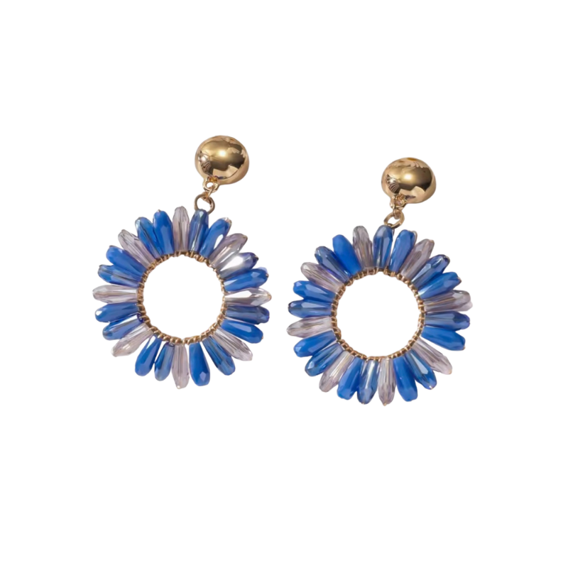 KOLCZYKI ZE STALI SZLACHETNEJ Z GRANATOWYMI KRYSZTAŁAMI- STATEMENT PIECES. KOLCZYKI ZE STALI SZLACHETNEJ Z GRANATOWYMI KRYSZTAŁAMI- STATEMENT PIECES.