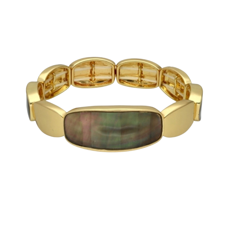 BRANSOLETKA Z ZIELONĄ MASĄ MUSZLOWĄ- URBAN CHIC