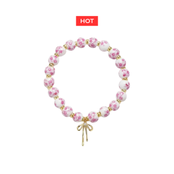 BRANSOLETKA Z PORCELANOWYCH KORALIKÓW RÓŻOWA- REBEL QUEEN