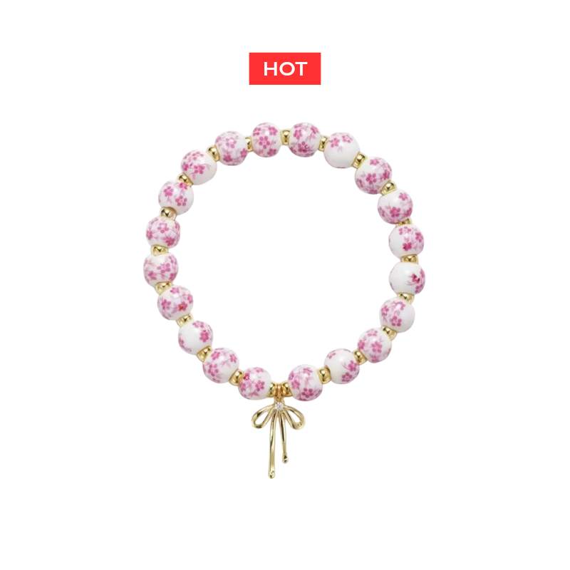 BRANSOLETKA Z PORCELANOWYCH KORALIKÓW RÓŻOWA- REBEL QUEEN