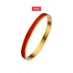 BRANSOLETKA BANGLE Z CZERWONĄ EMALIĄ- URBAN CHIC