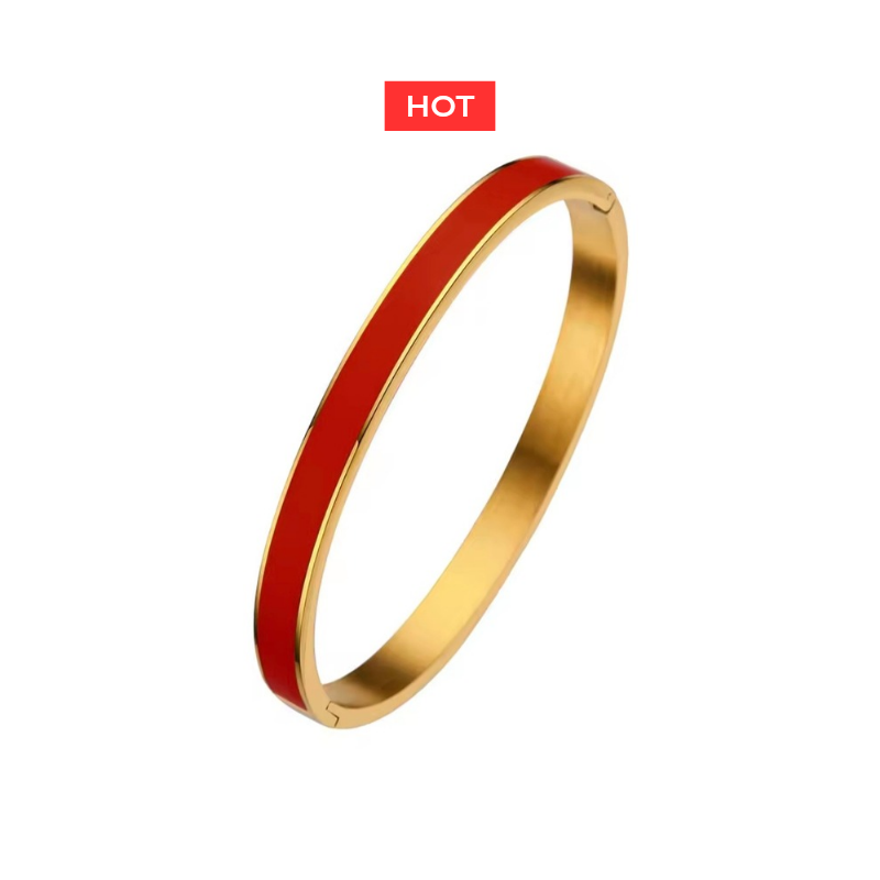 BRANSOLETKA BANGLE Z CZERWONĄ EMALIĄ- URBAN CHIC
