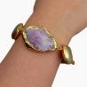 BRANSOLETKA Z SUROWYMI KUNZYTAMI I SZCZOTKOWANYMI ELEMNTAMI- ART OF STONE