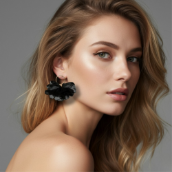 KOLCZYKI Z TKANINY CZARNE- STATEMENT PIECES