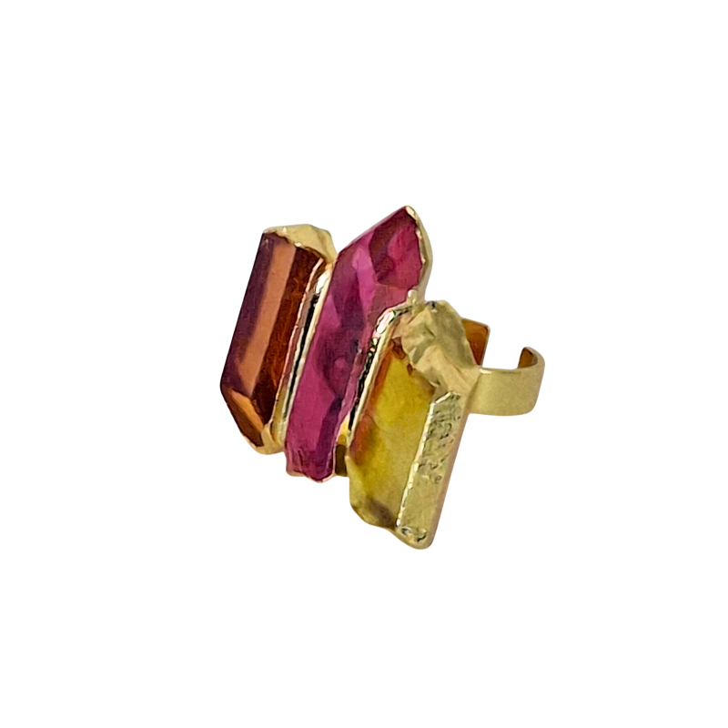 PIERŚCIONEK REGULOWANY Z KAWARCEM AURA- ART OD STONE