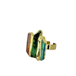 PIERŚCIONEK REGULOWANY Z KWARCEM AURA- ART OD STONE