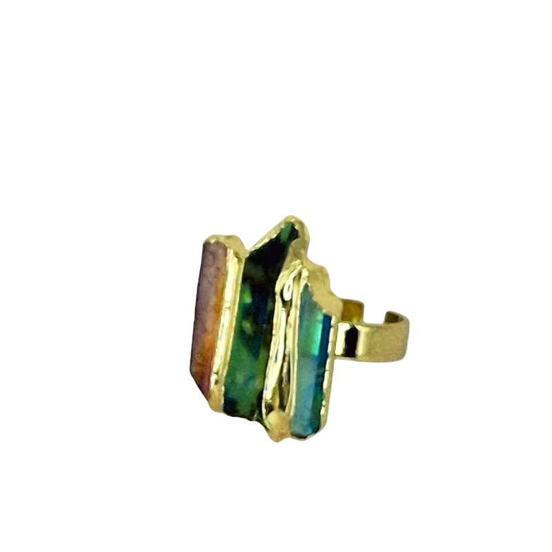 PIERŚCIONEK REGULOWANY Z KWARCEM AURA- ART OD STONE