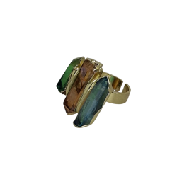 PIERŚCIONEK REGULOWANY Z KWARCEM AURA- ART OF STONE